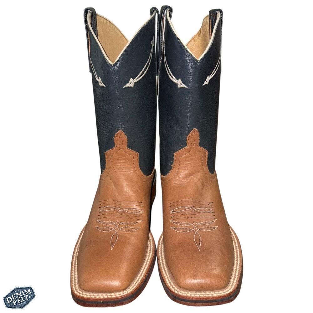 Anderson Bean Horse Power Brown/Blue Square Toe Rewind To 89 Cowboy Boots X1006